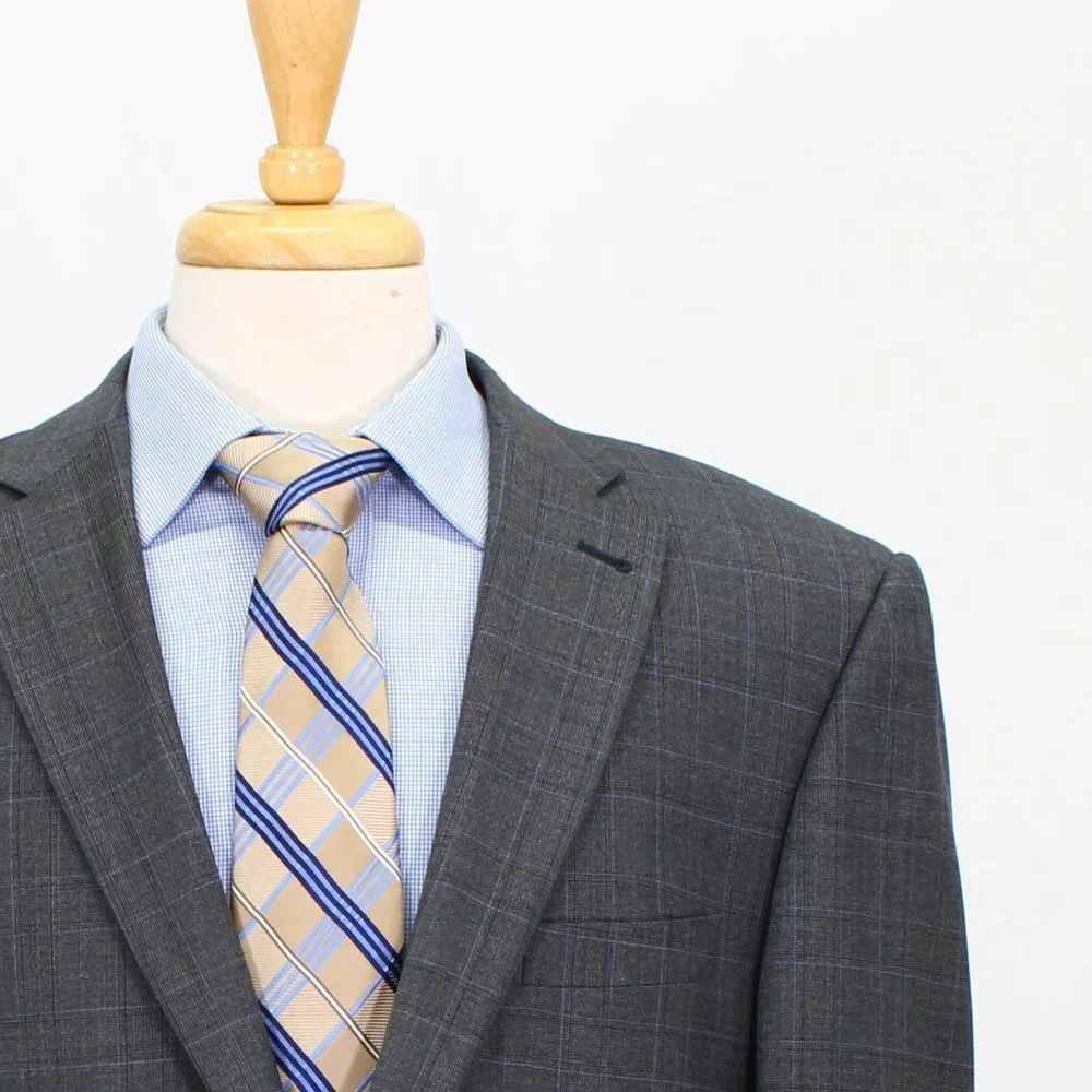 Joseph Abboud 43R Gray Check 2-Button Sport Coat Blazer Jacket V599